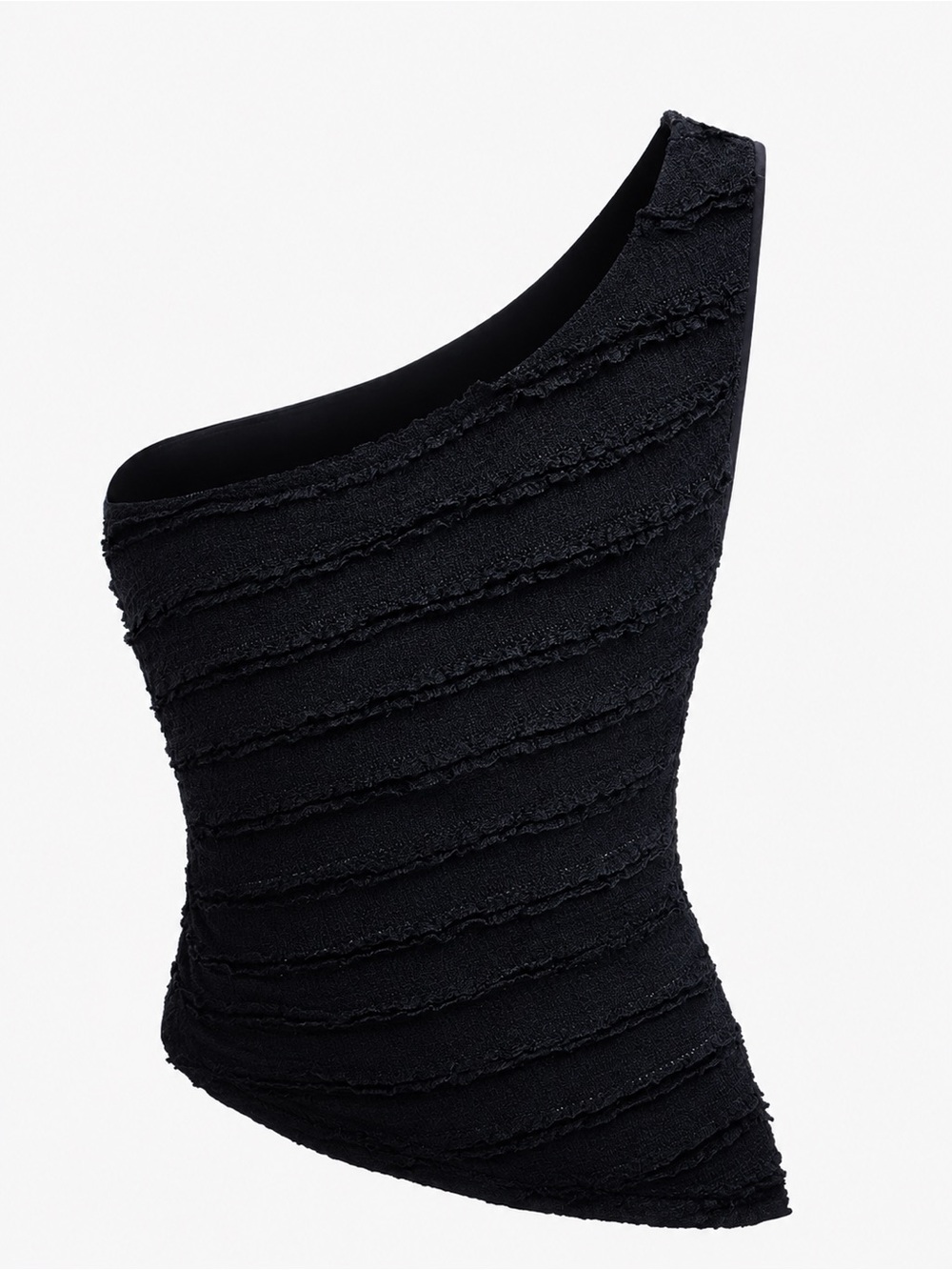 New with Tag! Commense One-Shoulder Navy Textured Top with Gold Accent Sz L - Picture 2 of 9